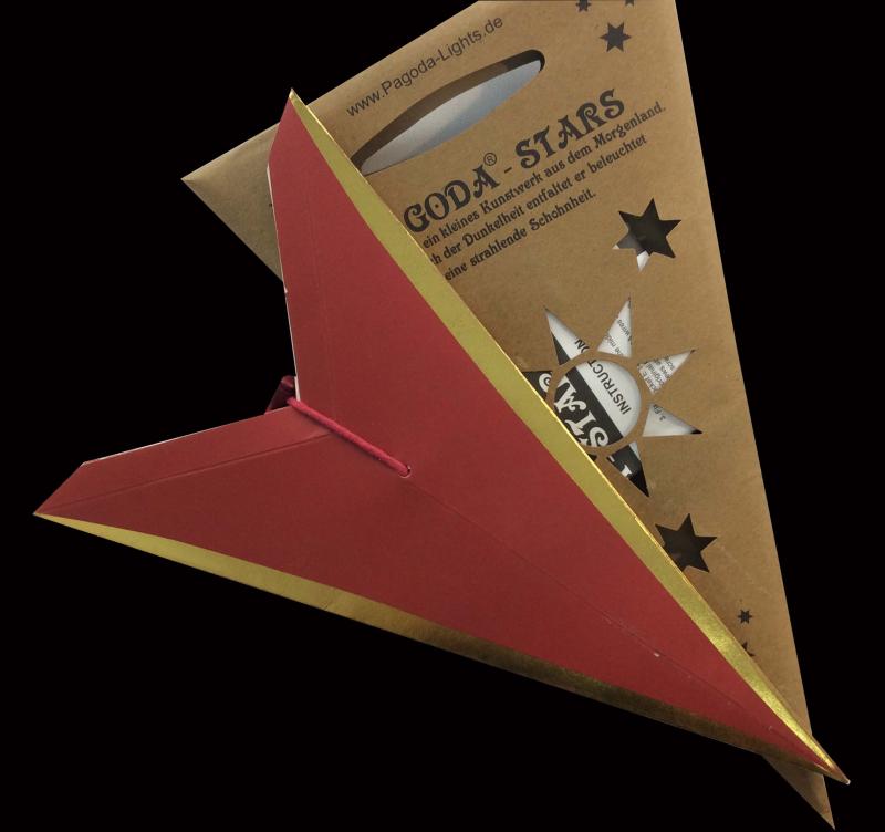 SAPHIR Rot/Gold - Faltbarer Leuchtstern, Weihnachtsstern aus Papier mit 7 Zacken, 60 cm